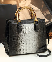 Boho Gradient Color Alligator Pattern Faux Leather Tote Handbag