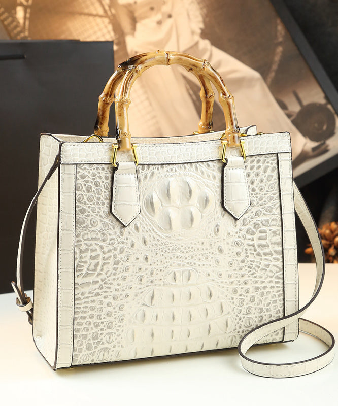 Boho Gradient Color Alligator Pattern Faux Leather Tote Handbag