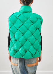 Boho Grass Green Plaid Duck Down Down Vest Winter