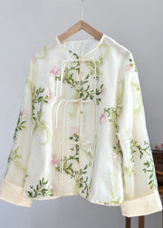 Boho Green Embroidered Button Organza Shirts Fall