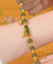 Boho Green Jade Bamboo Charm Bracelet