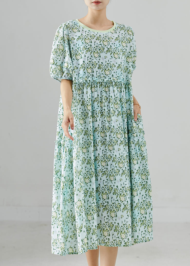 Boho Green Oversized Print Chiffon Vacation Dresses Summer