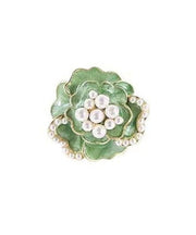 Boho Green Sterling Silver Copper Pearl Floral Stud Earrings