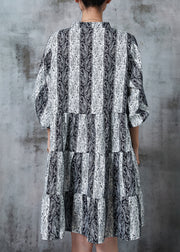 Boho Grey V Neck Print Chiffon Mid Dresses Summer