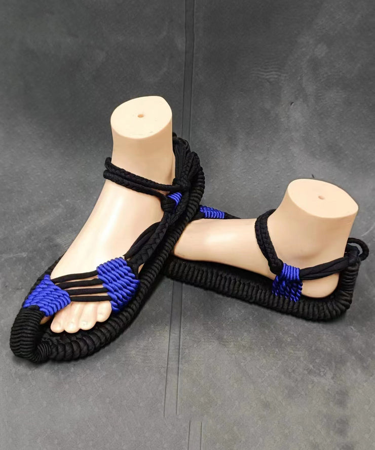 Boho Handmade Knit Fabric Hollow Out Walking Sandals soolinen shoes-20251