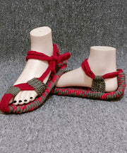 Boho Handmade Knit Fabric Hollow Out Walking Sandals soolinen shoes-20251