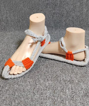 Boho Handmade Knit Fabric Hollow Out Walking Sandals