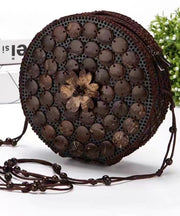 Boho Handmade Wooden Patchwork Circular Messenger Bag