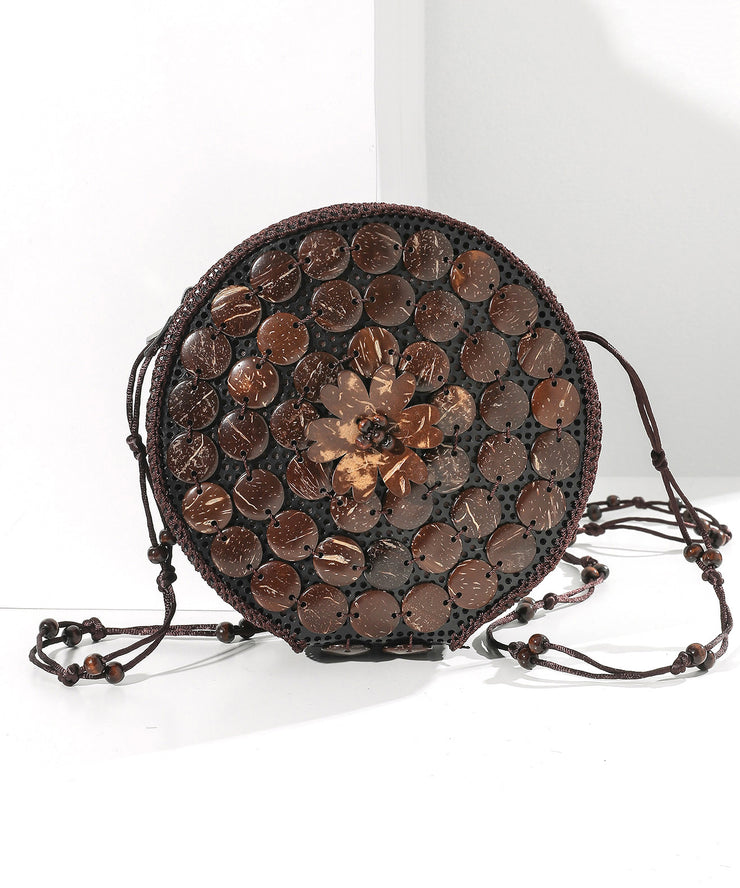 Boho Handmade Wooden Patchwork Circular Messenger Bag