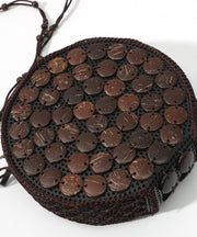 Boho Handmade Wooden Patchwork Circular Messenger Bag