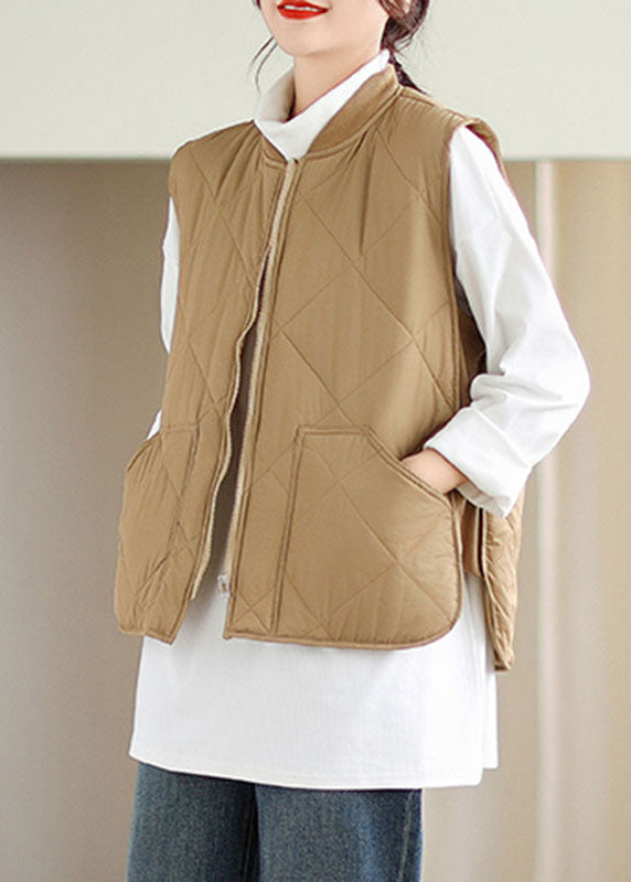 Boho Khaki O-Neck Pockets Patchwork Parka Winter