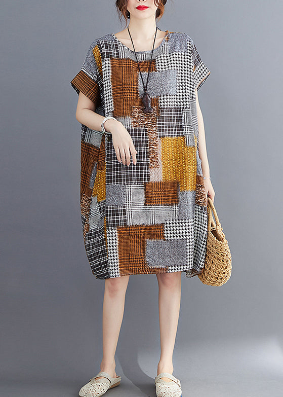 Boho Khaki Oversized Print Cotton Dresses Summer