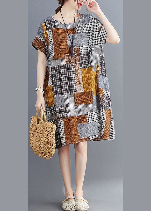 Boho Khaki Oversized Print Cotton Dresses Summer