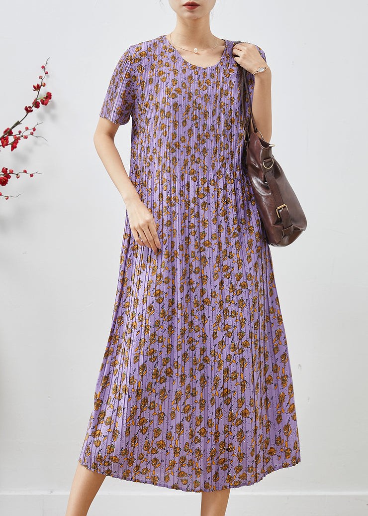 Boho Lavender Oversized Print Chiffon Party Dress Summer