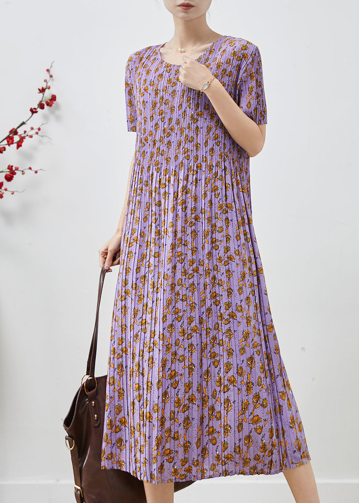 Boho Lavender Oversized Print Chiffon Party Dress Summer