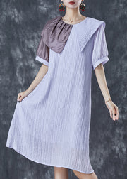 Boho Light Purple Asymmetrical Wrinkled Party Dress Summer