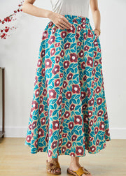 Boho Morning Glory Print Exra Large Hem Cotton Skirt Fall