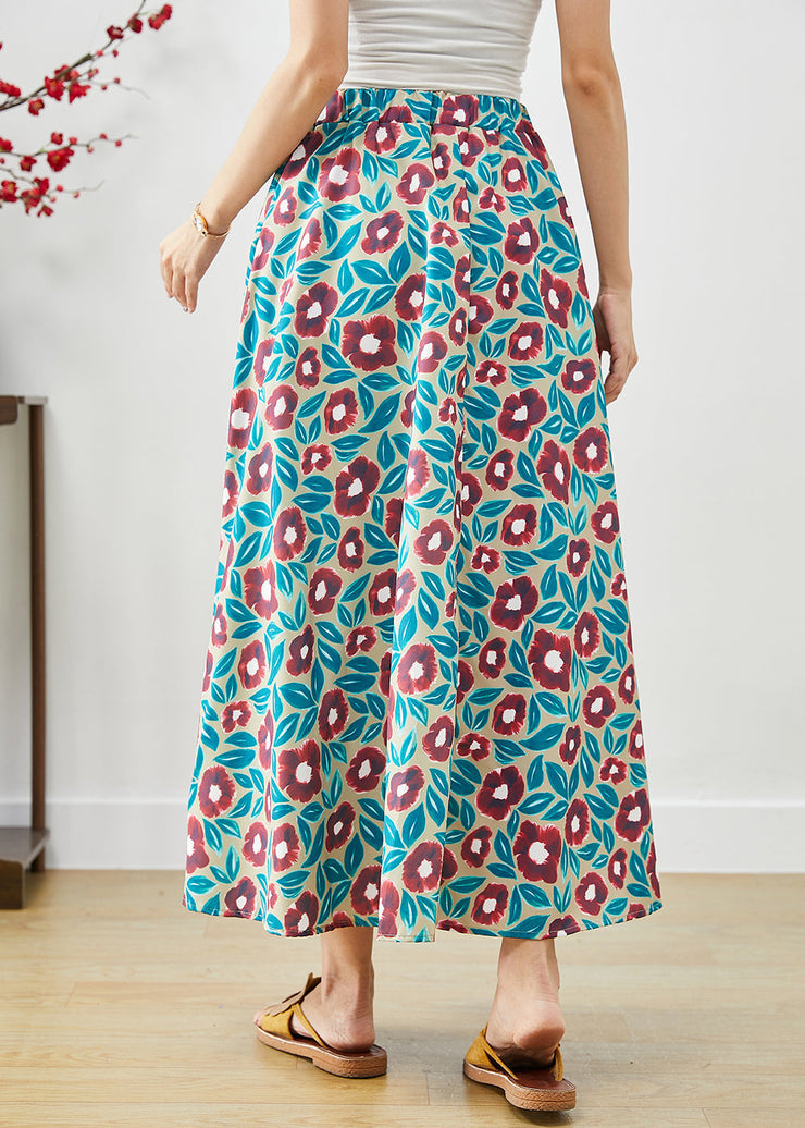 Boho Morning Glory Print Exra Large Hem Cotton Skirt Fall