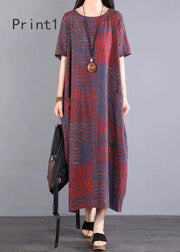 Boho O Neck Print Patchwork Cotton Long Dresses Summer