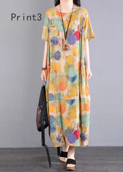 Boho O Neck Print Patchwork Cotton Long Dresses Summer