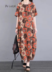 Boho O Neck Print Patchwork Cotton Long Dresses Summer