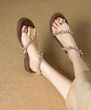 Boho Original Brown Pearl Tassel Splicing Walking Sandals