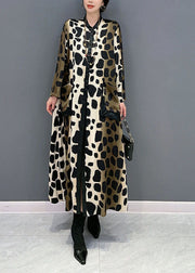 Boho Oversized Leopard Print Silk Long Dress Spring