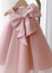 Boho Pink Bow Patchwork Tulle Girls Maxi Dress Summer