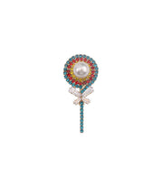 Boho Pink Zircon Pearl Bow Lollipop Brooches