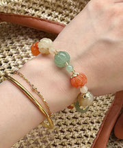 Boho Rainbow Jade Pumpkin Gourd Beading Charm Bracelet