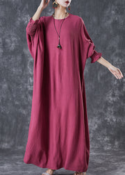 Boho Red Oversized Lengthen Cotton Robe Dresses Fall