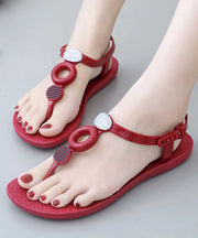 Boho Red Splicing Peep Toe Beach Thong Sandals