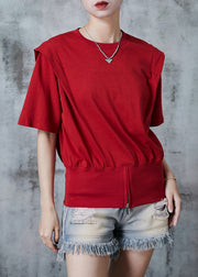 Boho Red Zip Up Silm Fit Cotton Tank Top Summer