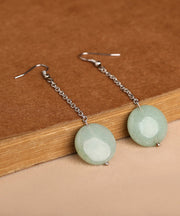 Boho Retro Light Green Jade Drop Earrings