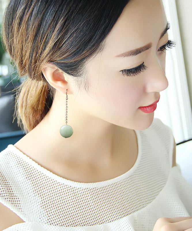 Boho Retro Light Green Jade Drop Earrings