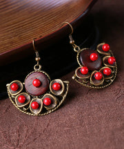 Boho Retro Women Red Metal Drop Earrings