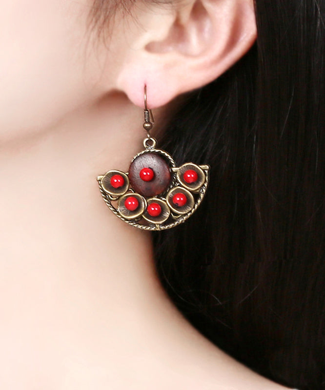 Boho Retro Women Red Metal Drop Earrings