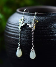 Boho Silk Sterling Silver Butterfly Pearl Drop Earrings