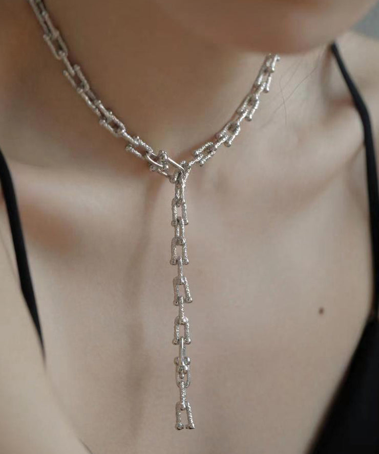 Boho Silk Sterling Silver Chain Pendant Necklace