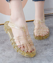 Boho Splicing Hollow Out Flat Clear Sandals White