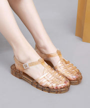 Boho Splicing Hollow Out Flat Clear Sandals White