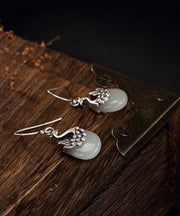 Boho Sterling Silver Legendary Phoenix Jade Drop Earrings