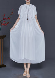 Boho White Draping Chiffon Robe Dresses Cloak Sleeves