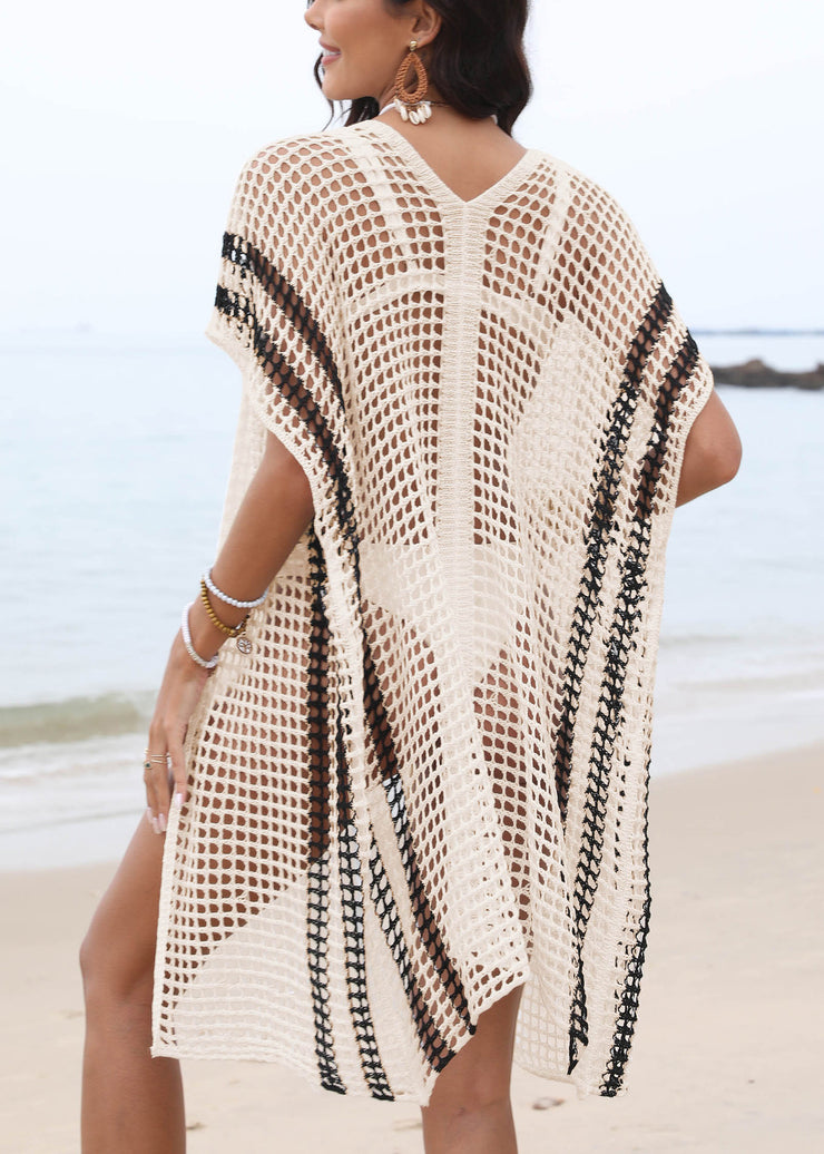 Boho White Hollow Out Beach Bikini Knit Cover Up