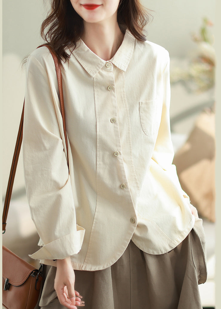 Boho White Oversized Patchwork Cotton Shirt Top Spring