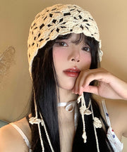 Boho White Tassel Hollow Out Knit Bonnie Hat