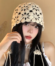 Boho White Tassel Hollow Out Knit Bonnie Hat