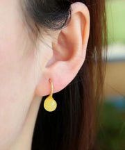 Boho Yellow Sterling Silver Chalcedony Sphericity Drop Earrings