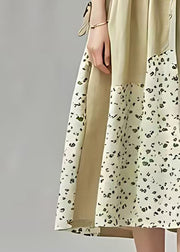 Boutique Apricot Asymmetrical Patchwork Cotton Dress Summer