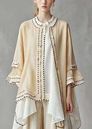 Boutique Apricot O Neck Solid Chiffon Coats Long Sleeve